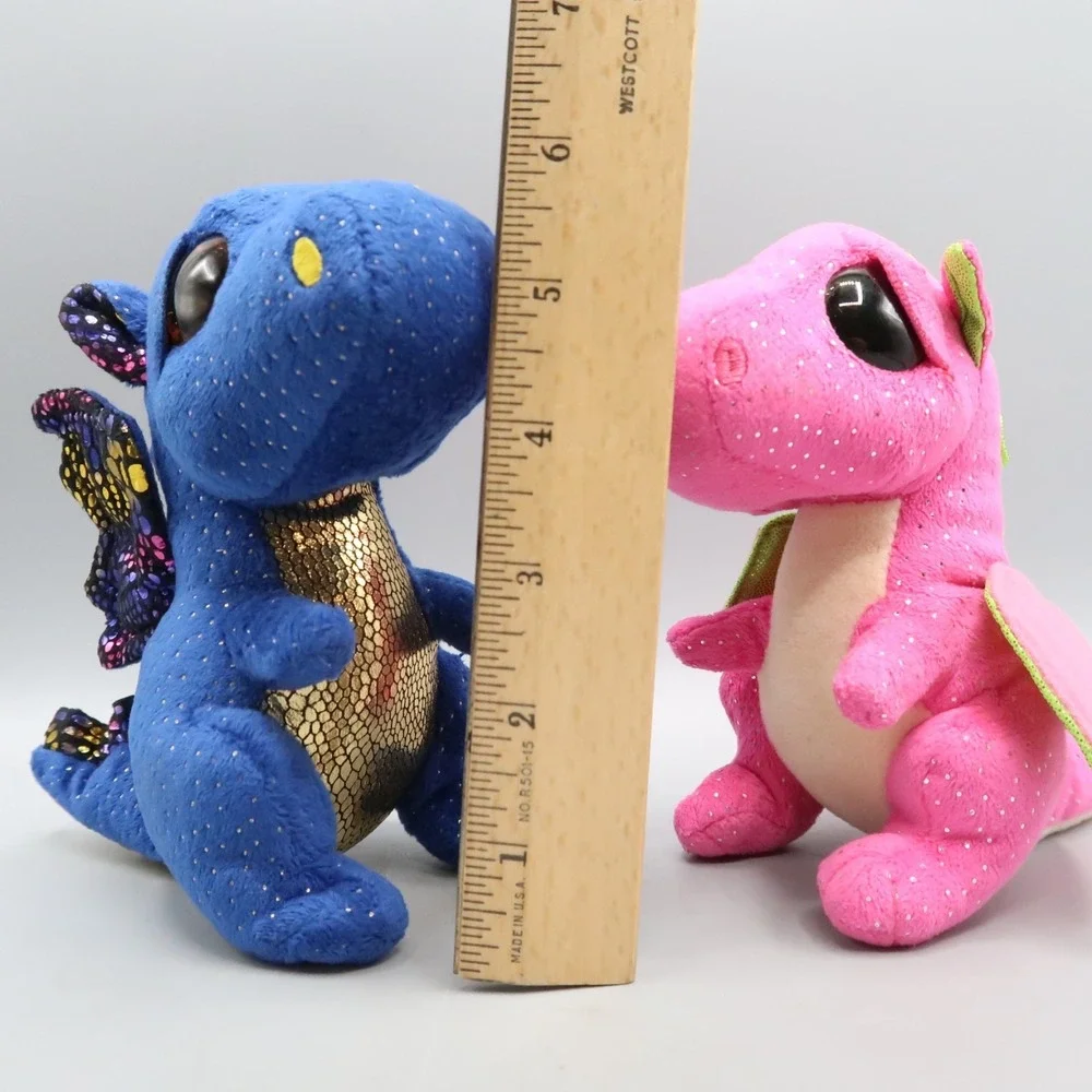 Ty Beanie Boos Darla Pink & Saffire Dragon Pair 6